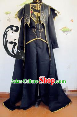 Chinese Traditional Cosplay Nobility Childe Black Costume Ancient Swordsman Hanfu Clothing for Men