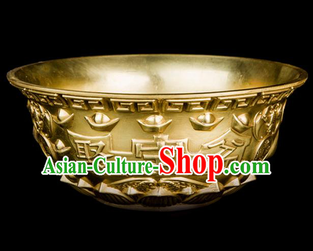 Chinese Traditional Feng Shui Items Taoism Bronze Treasure Bowl Bagua Decoration