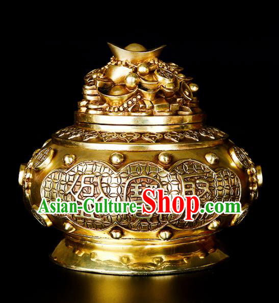 Chinese Traditional Taoism Bagua Brass Ingot Incense Burner Feng Shui Items Censer Decoration