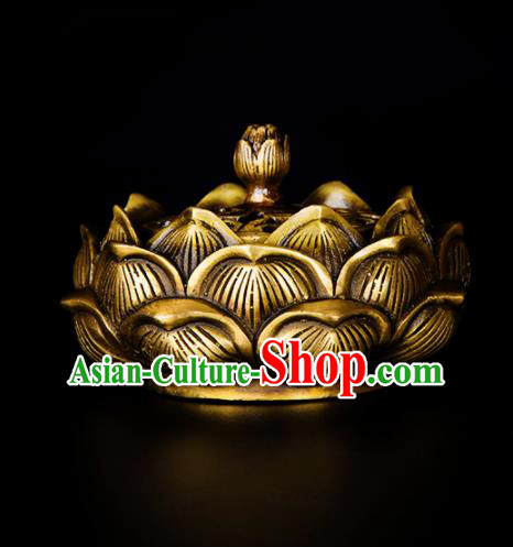 Chinese Traditional Brass Lotus Incense Burner Taoism Bagua Feng Shui Items Censer Decoration