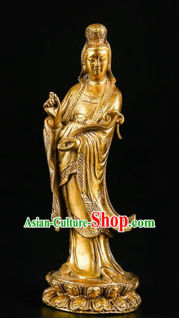 Chinese Traditional Feng Shui Items Buddhism Brass Avalokitesvara Statue Decoration
