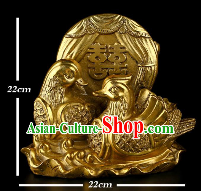 Chinese Traditional Feng Shui Items Taoism Bagua Brass Mandarin Duck Decoration