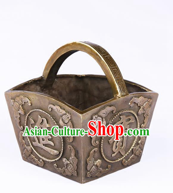 Chinese Traditional Feng Shui Items Buddhism Brass Bucket Decoration