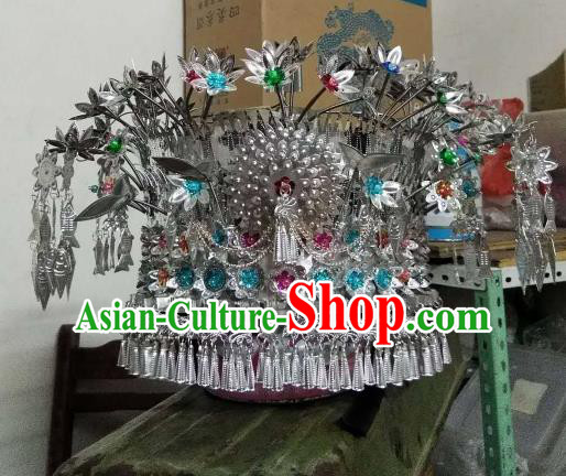 Chinese Traditional Ethnic Hair Accessories Miao Nationality Wedding Colorful Phoenix Coronet for Women