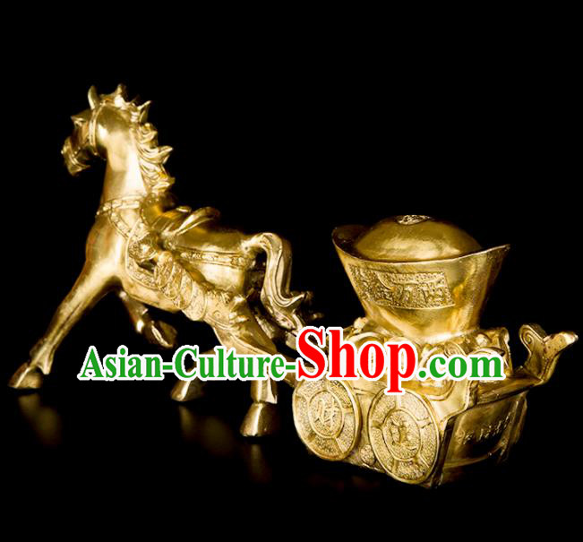Chinese Traditional Feng Shui Items Taoism Bagua Brass Horse Decoration