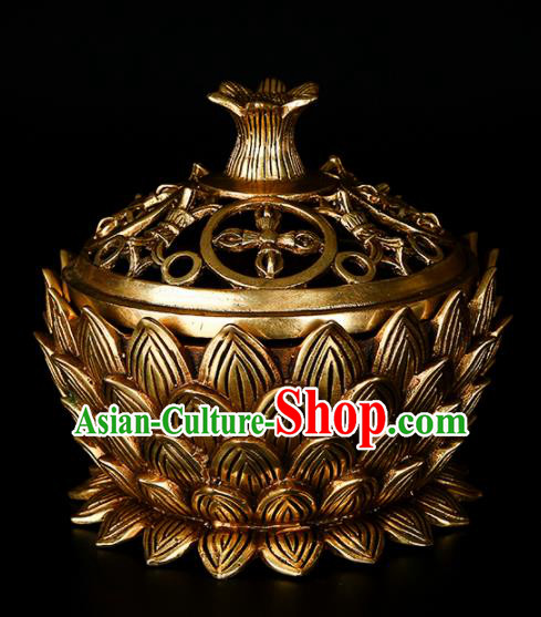 Chinese Traditional Taoism Bagua Brass Lotus Incense Burner Feng Shui Items Censer Decoration