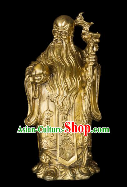 Chinese Traditional Feng Shui Items Taoism Bagua Brass Longevity God Statue Decoration