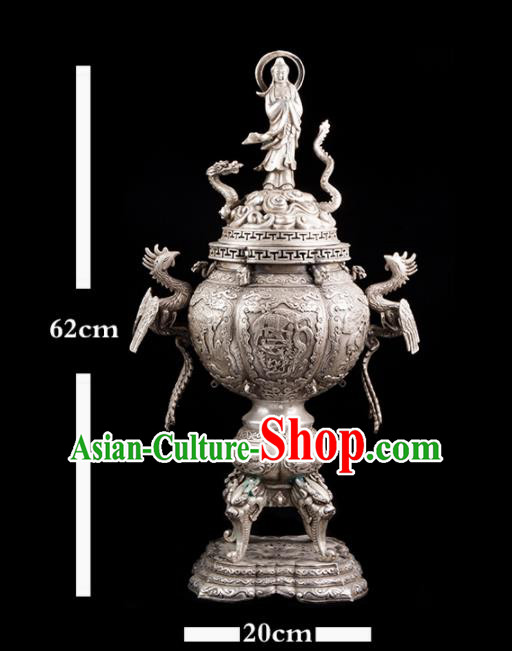 Chinese Traditional Taoism Bagua Cupronickel Bodhisattva Incense Burner Feng Shui Items Censer Decoration