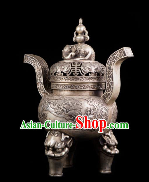 Chinese Traditional Taoism Bagua Cupronickel Incense Burner Feng Shui Items Censer Decoration