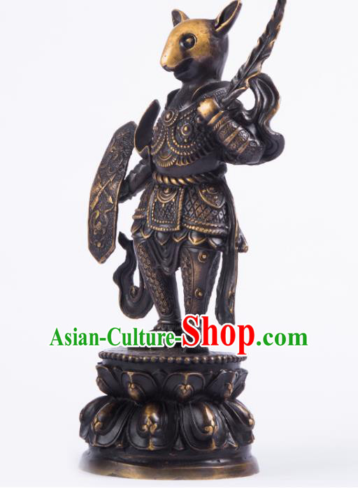 Chinese Traditional Feng Shui Items Taoism Bagua Brass Chinese Zodiac Rat Statue Decoration