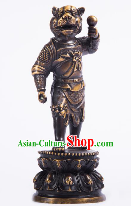 Chinese Traditional Feng Shui Items Taoism Bagua Brass Chinese Zodiac Tiger Statue Decoration
