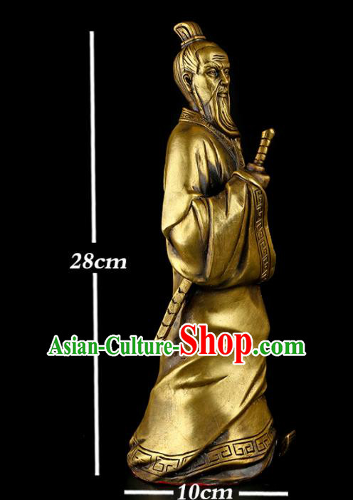 Chinese Traditional Feng Shui Items Taoism Brass Jiang Ziya Statue Decoration