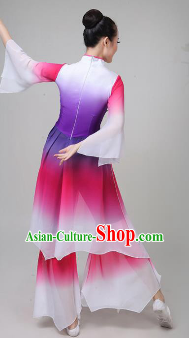Chinese Traditional Folk Dance Rosy Costume Classical Dance Group Dance Dress for Women