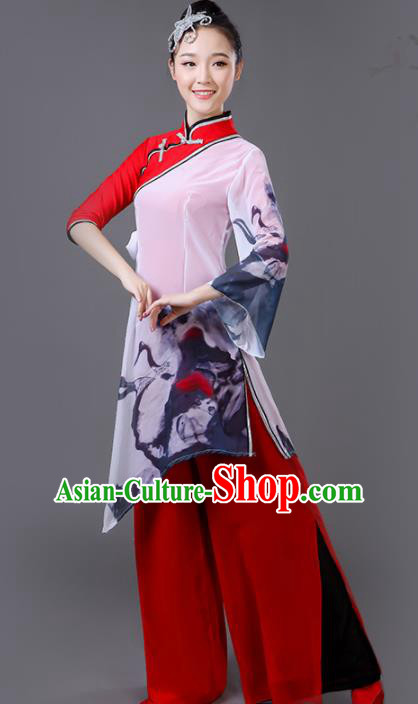 Chinese Traditional Stage Performance Dance Red Costume Classical Dance Group Dance Dress for Women
