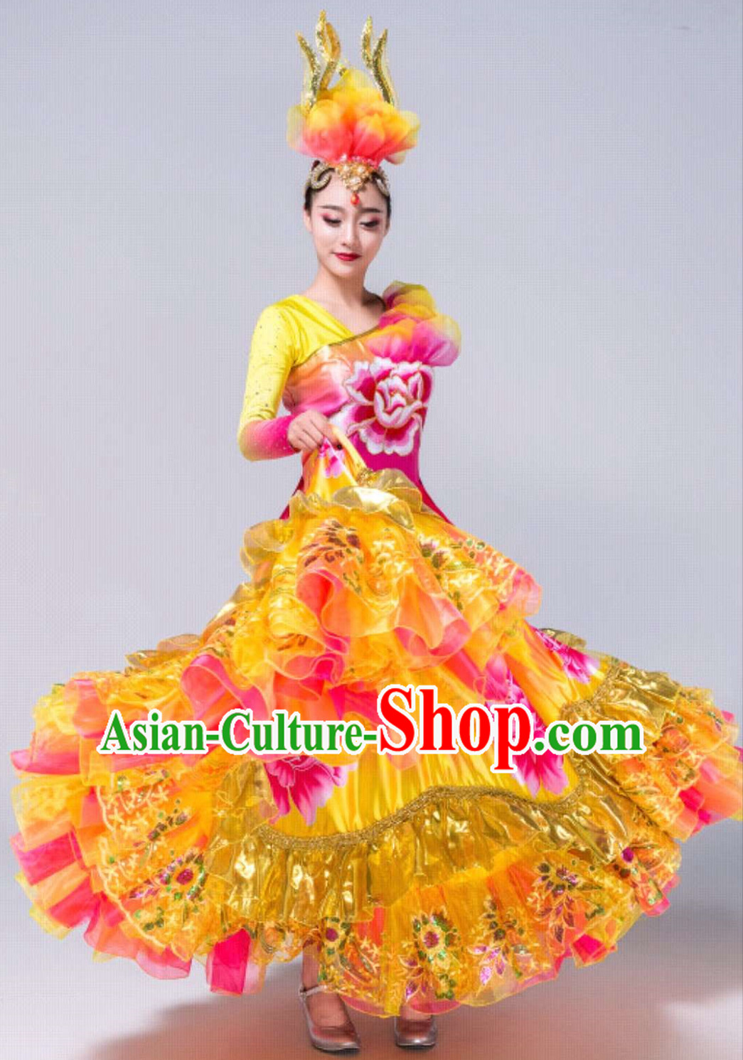 Free Shipping Brand New Traditional Chinese Dance Costumes Complete Set