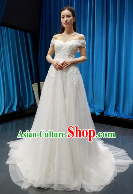 Top Grade Wedding Dress Bride Full Dress Princess Costume Train Wedding Gown for Women
