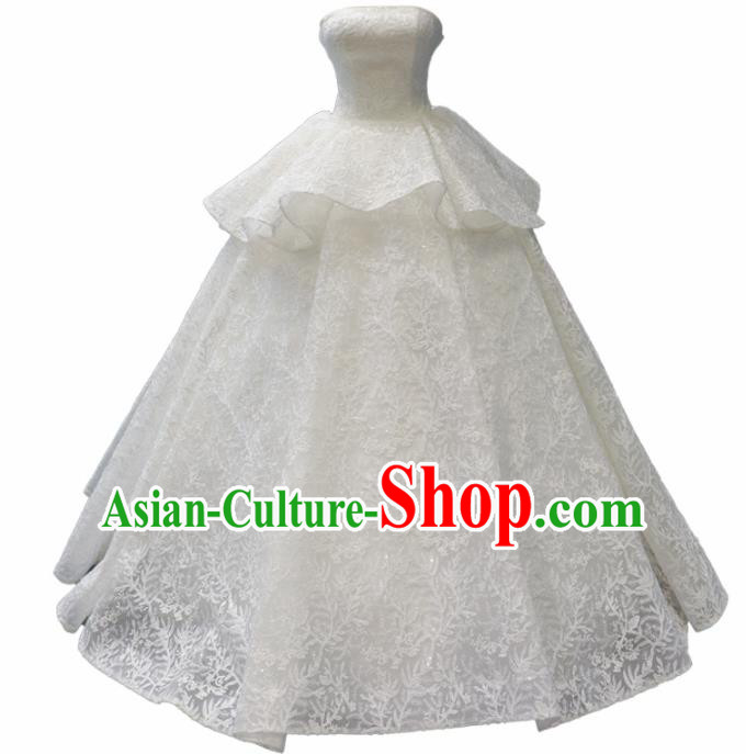 Top Grade Wedding Dress Bride Full Dress Princess Embroidered Lace Costume for Women