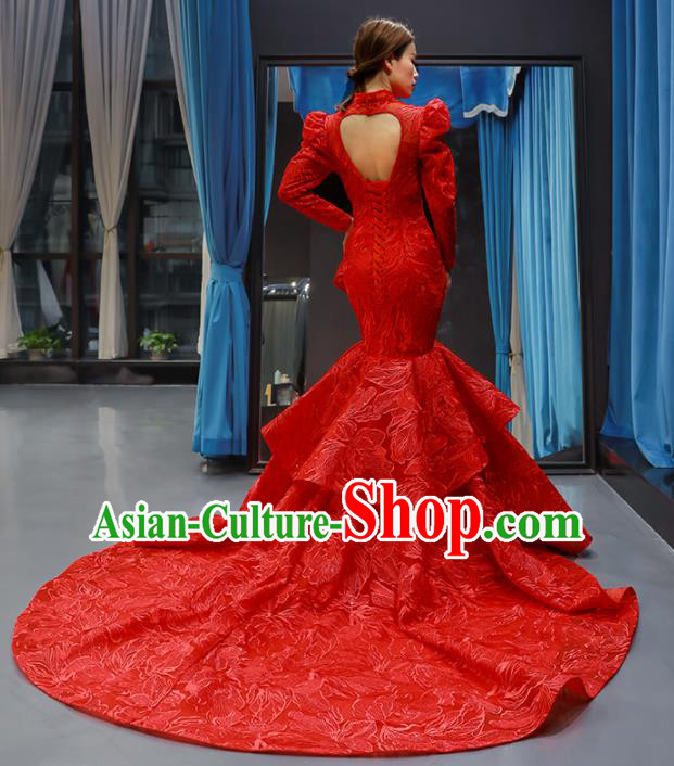 Top Grade Compere Red Trailing Full Dress Princess Wedding Dress Costume for Women