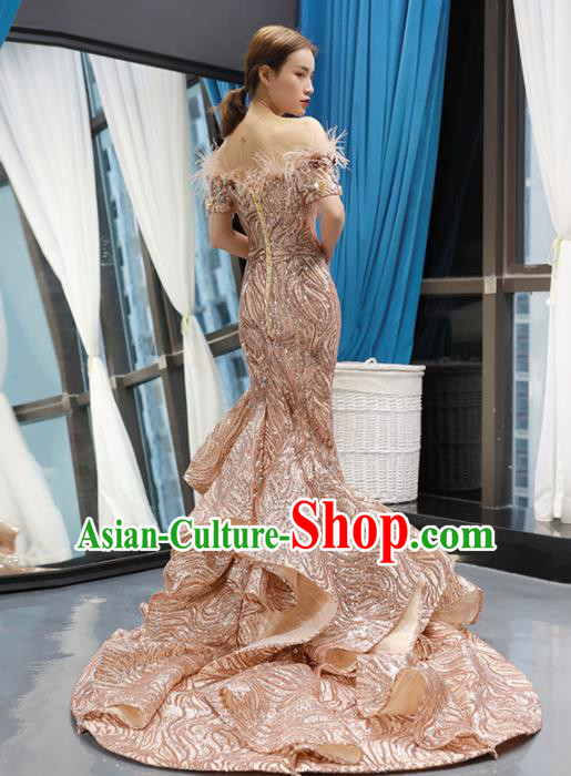 Top Grade Compere Pink Trailing Full Dress Princess Wedding Dress Costume for Women