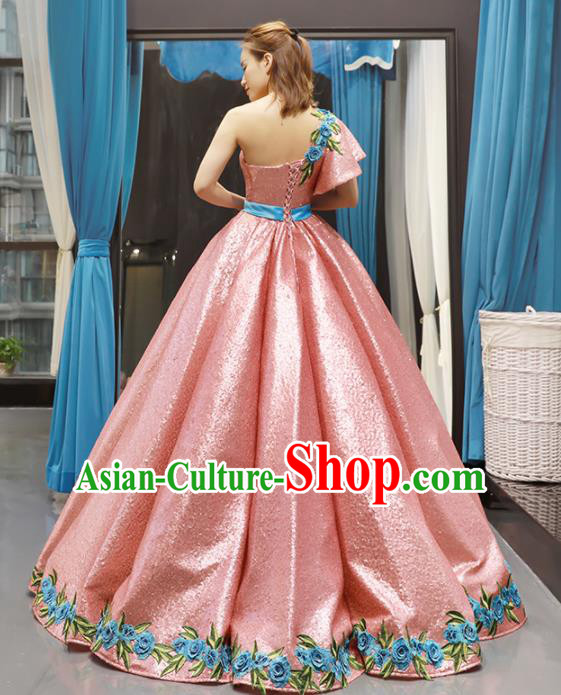 Top Grade Compere Pink Bubble Full Dress Princess Wedding Dress Costume for Women