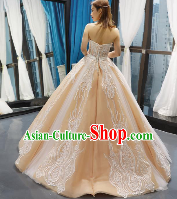 Top Grade Compere Champagne Bubble Full Dress Princess Wedding Dress Costume for Women