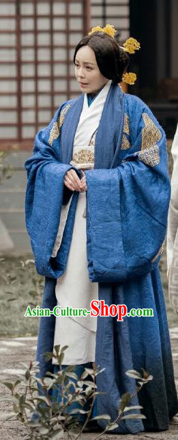 Chinese The Lengend of Haolan Ancient Warring States Period Dowager Historical Costume and Headpiece for Women