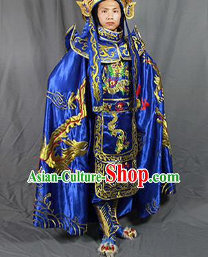 Chinese Traditional Sichuan Opera Embroidered Royalblue Costume Face Changing Clothing Complete Set for Men