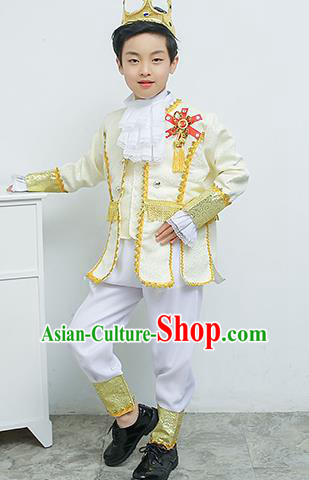 Europe Traditional Court Dance White Costume Drama Stage Performance Clothing for Kids