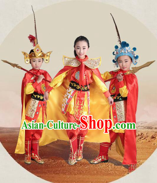 Chinese Traditional Beijing Opera Costume Stage Performance Mu Guiying Clothing for Kids