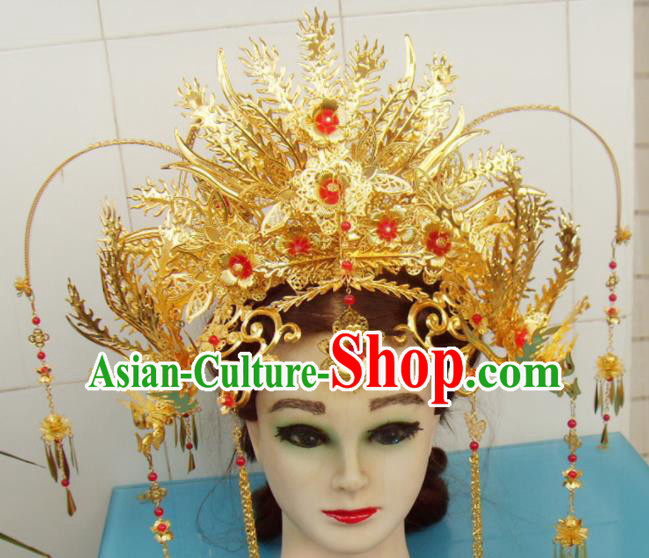 Chinese Traditional Goddess Golden Phoenix Coronet Hairpins Ancient Queen Hair Accessories for Women