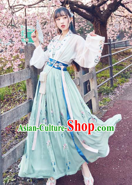 Chinese Traditional Peri Hanfu Dress Ancient Tang Dynasty Palace Princess Embroidered Costume for Women