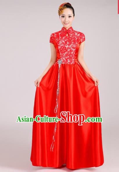 Chinese Traditional Chorus Red Dress Opening Dance Modern Dance Costume for Women