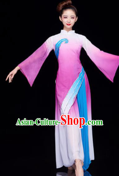 Chinese National Lotus Dance Umbrella Dance Light Purple Dress Traditional Classical Dance Costume for Women