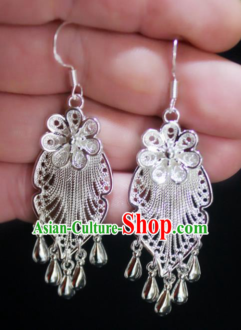 Traditional Chinese Miao Nationality Ear Accessories Hmong Female Wedding Earrings for Women