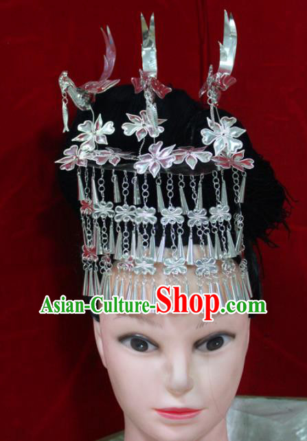 Traditional Chinese Hair Accessories Miao Nationality Sliver Birds Phoenix Coronet Ethnic Female Hairpins for Women
