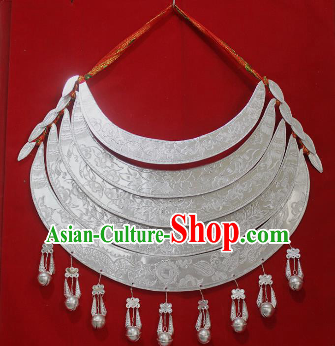 Chinese Traditional Miao Nationality Wedding Sliver Necklet Hmong Bride Necklace for Women