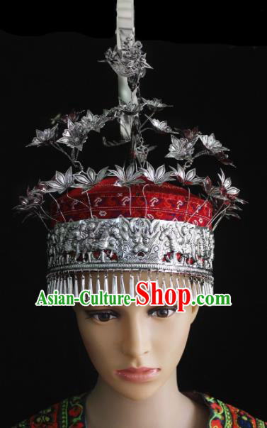 Chinese Traditional Ethnic Miao Nationality Bride Phoenix Coronet Wedding Bride Hair Accessories for Women