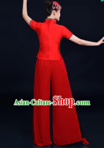 Traditional Chinese Folk Dance Red Clothing Yangko Dance Fan Dance Costume for Women