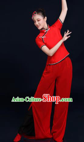 Traditional Chinese Folk Dance Red Clothing Yangko Dance Fan Dance Costume for Women