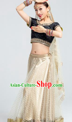 Asian India Traditional Bollywood Black Costumes South Asia Indian Belly Dance Dress for Women