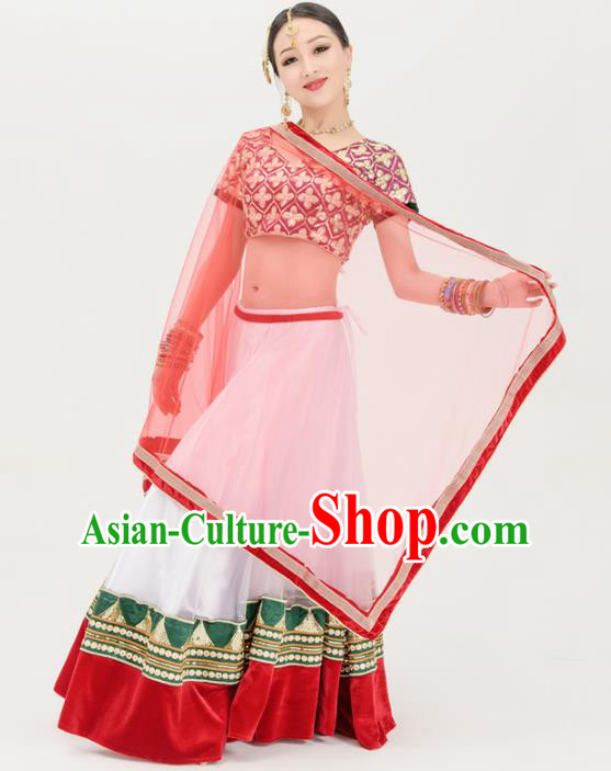 Asian India Traditional Sari Bollywood Belly Dance Costumes South Asia Indian Princess White Dress for Women