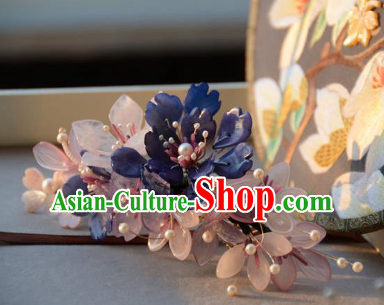 Traditional Chinese Hanfu Hair Accessories Ancient Princess Pink and Purple Flowers Hairpins for Women