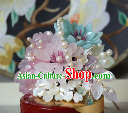 Traditional Chinese Hanfu Pink Flowers Hair Clip Hair Accessories Ancient Princess Hairpins for Women