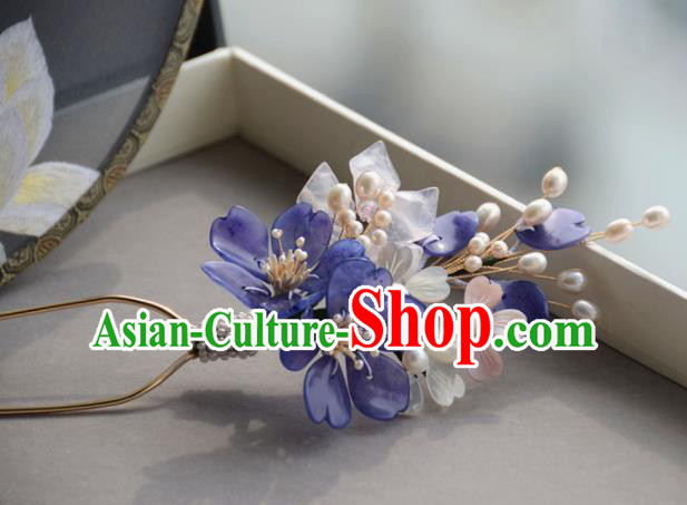 Traditional Chinese Hanfu Purple Peach Blossom Hair Clip Hair Accessories Ancient Princess Hairpins for Women