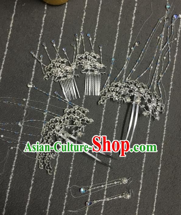 Traditional Chinese Hanfu Pine Tree Hair Combs Hair Accessories Ancient Princess Tassel Hairpins for Women