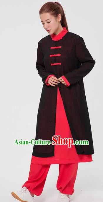 Asian Chinese Martial Arts Traditional Kung Fu Costume Tai Ji Training Black Coat for Women