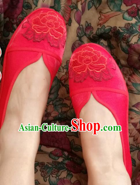 Chinese Ancient Princess Wedding Shoes Traditional Red Cloth Shoes Hanfu Shoes Embroidered Shoes for Women