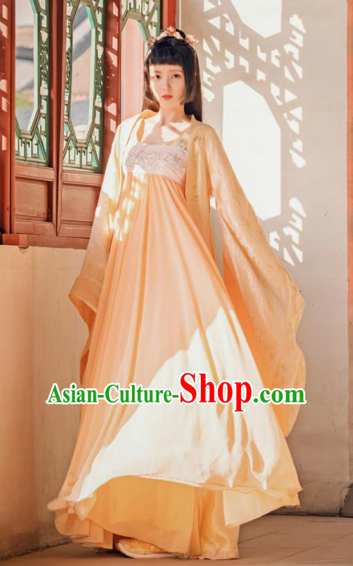 Chinese Traditional Ancient Court Princess Hanfu Dress Tang Dynasty Nobility Lady Historical Costume and Headpiece for Women