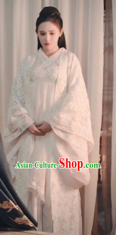 Traditional Chinese Ancient Imperial Consort White Hanfu Dress Tang Dynasty Palace Lady Embroidered Historical Costume for Women