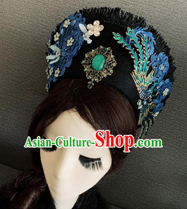 Traditional Chinese Ancient Qing Dynasty Palace Queen Cloisonne Phoenix Coronet Headwear Hair Accessories for Women